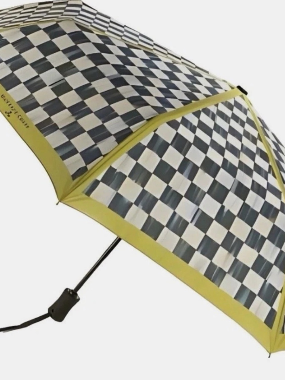 MacKenzie Childs ~ Courtly Check  Folding Travel Umbrella w/ Green Accents ~ New